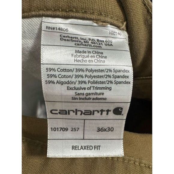 Carhartt Work Pants 36x30 Brown Relaxed Fit Double Knee Utility Canvas 101709 - Picture 5 of 6